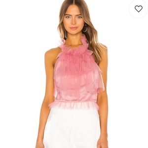 Revolve Pink Ruffle Silas Top